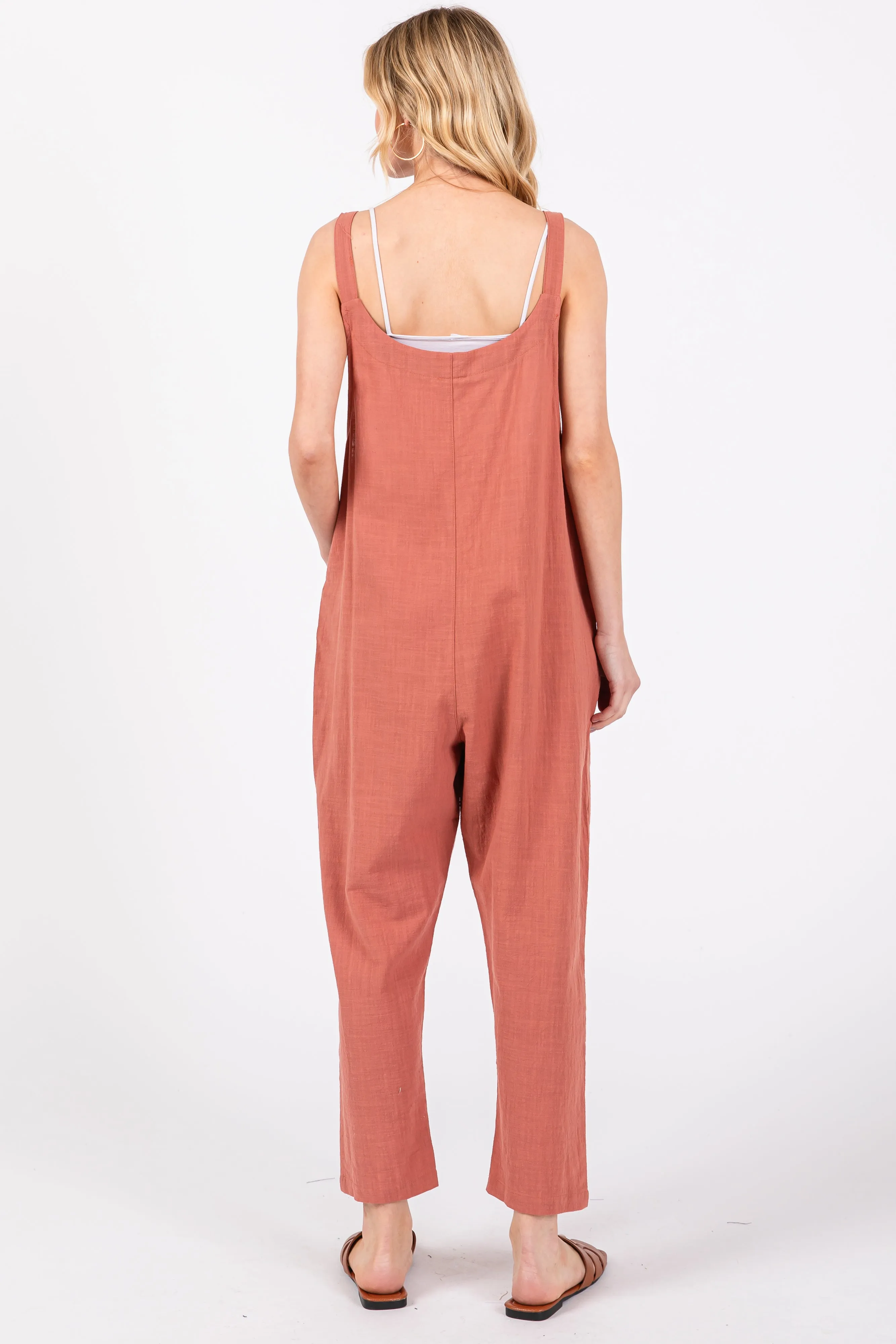 Mauve Button Down Cropped Jumpsuit sold by Pinkblush product image thumbnail 3