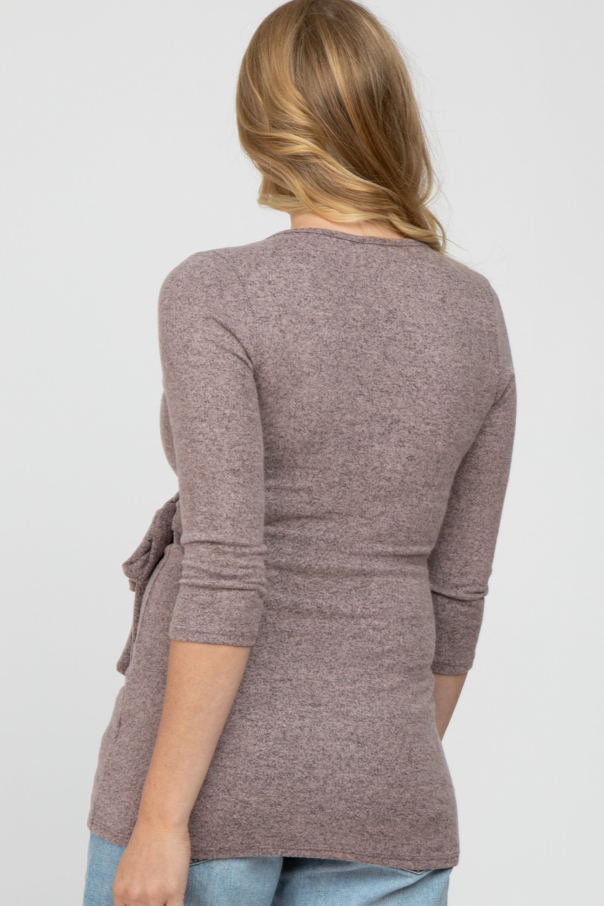 Pink Brushed Knit Maternity Wrap Top sold by Pinkblush product image thumbnail 4