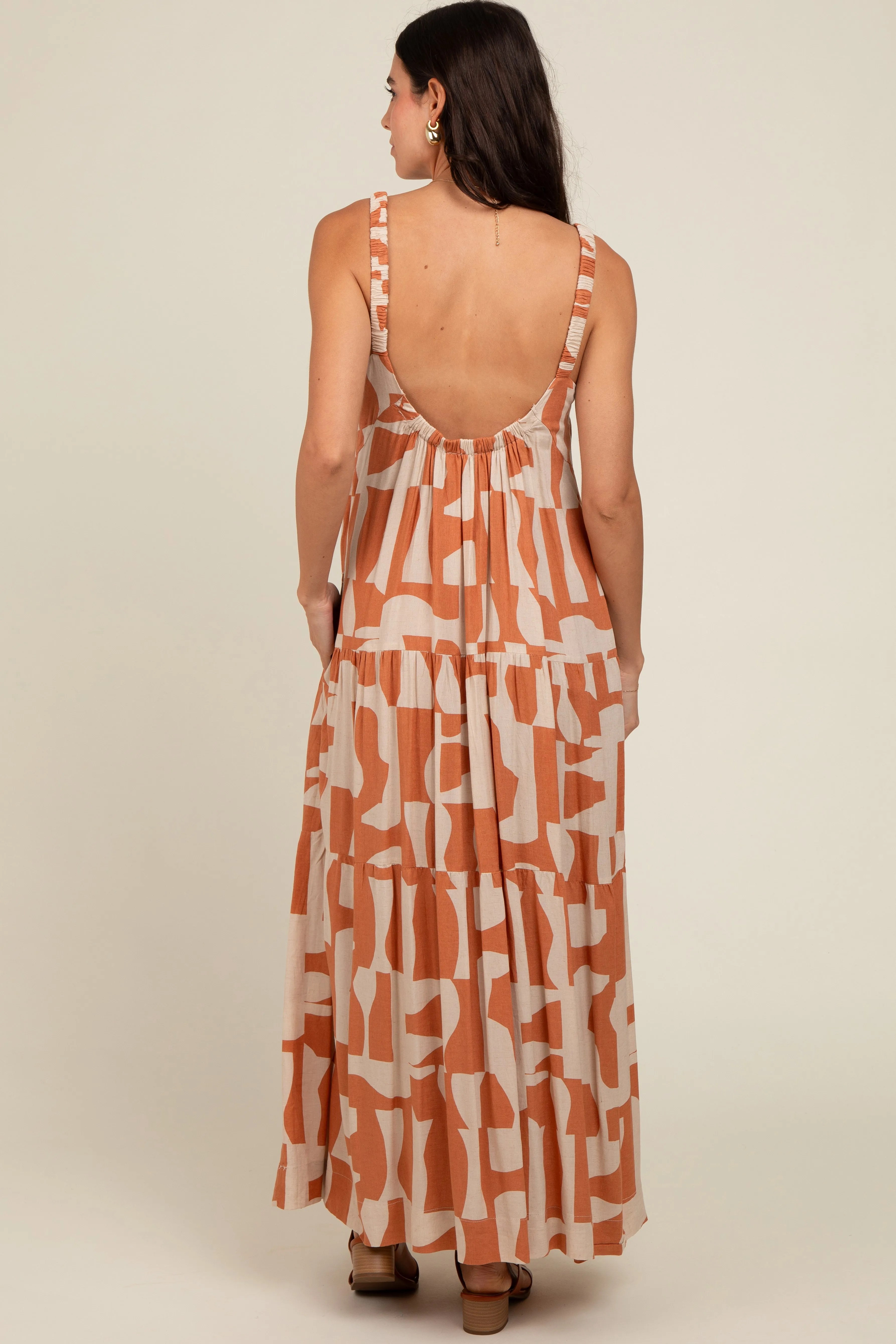 Camel Printed Tiered Maxi Dress sold by Pinkblush product image thumbnail 4