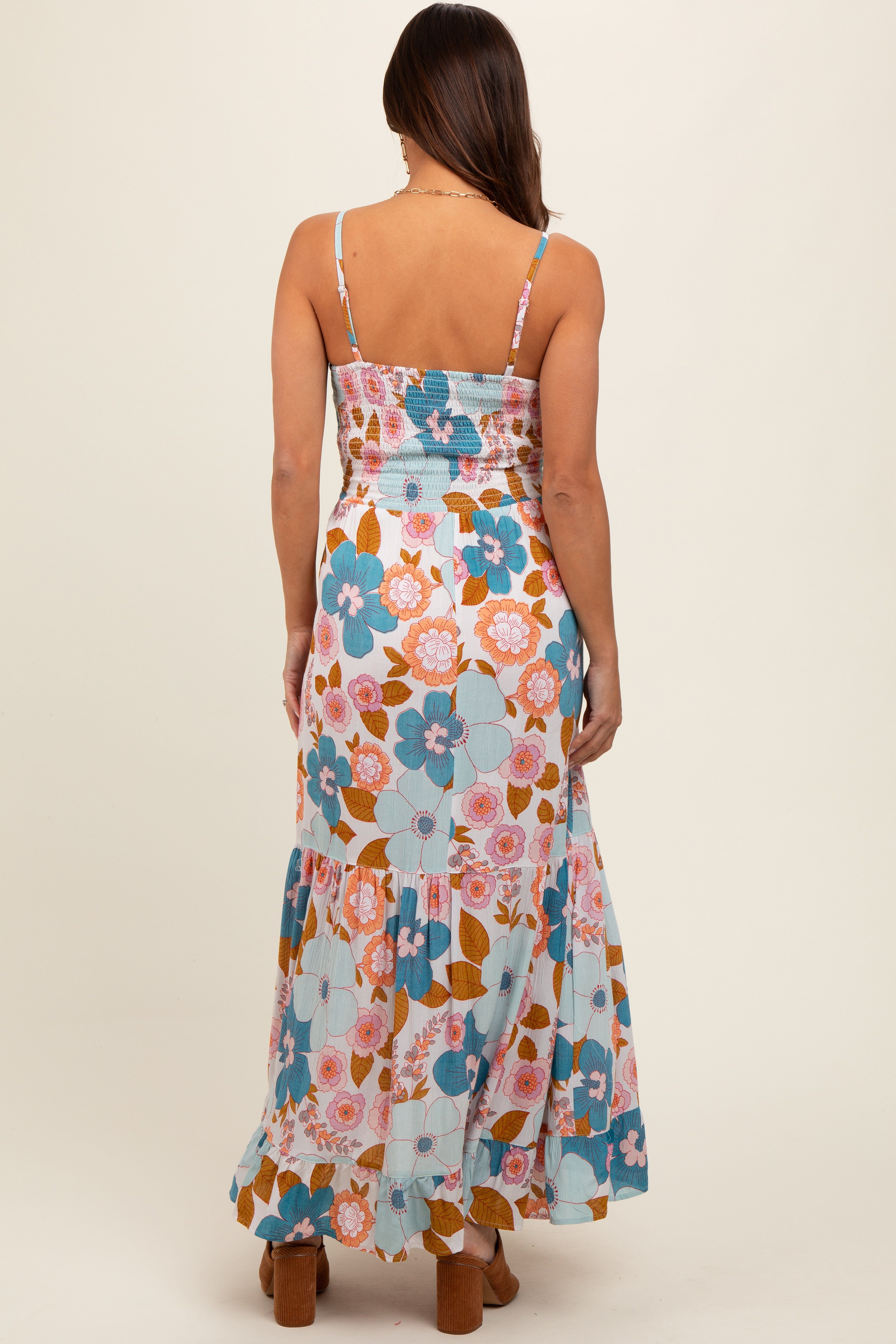 Light Blue Floral Sleeveless Maternity Maxi Dress sold by Pinkblush product image thumbnail 3