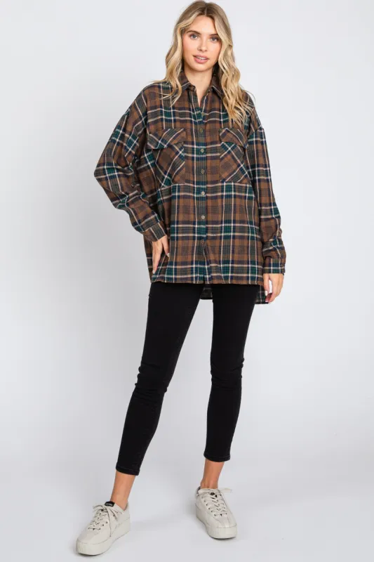 Mocha Plaid Flannel Top sold by Pinkblush
