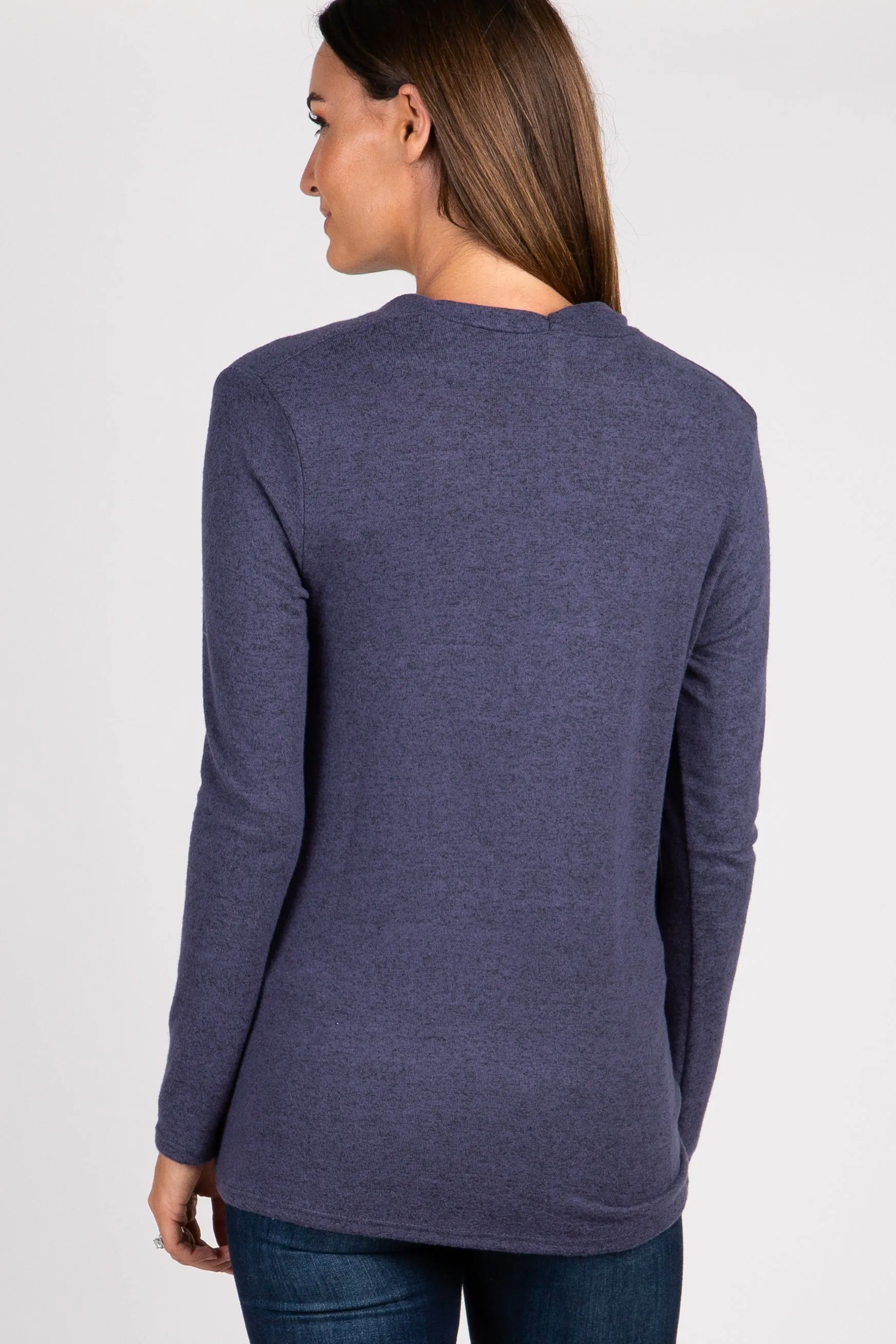 Navy Knit Draped Wrap V-Neck Nursing Top sold by Pinkblush product image thumbnail 4