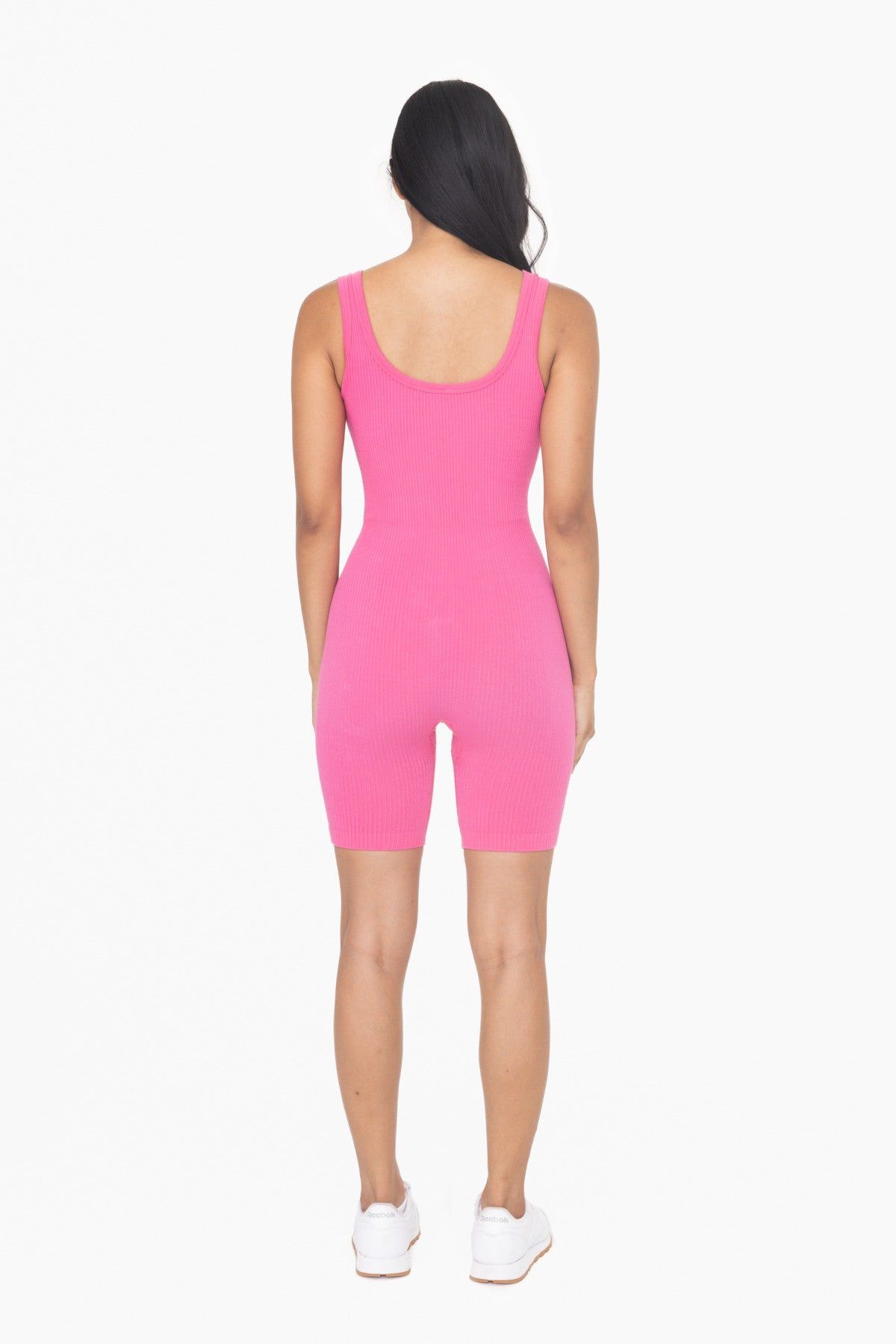 Fuchsia Ribbed Sleeveless Fitted Romper sold by Pinkblush product image thumbnail 4