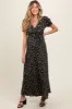 Black Floral Puff Sleeve V Neck Maternity Maxi Dress sold by Pinkblush
