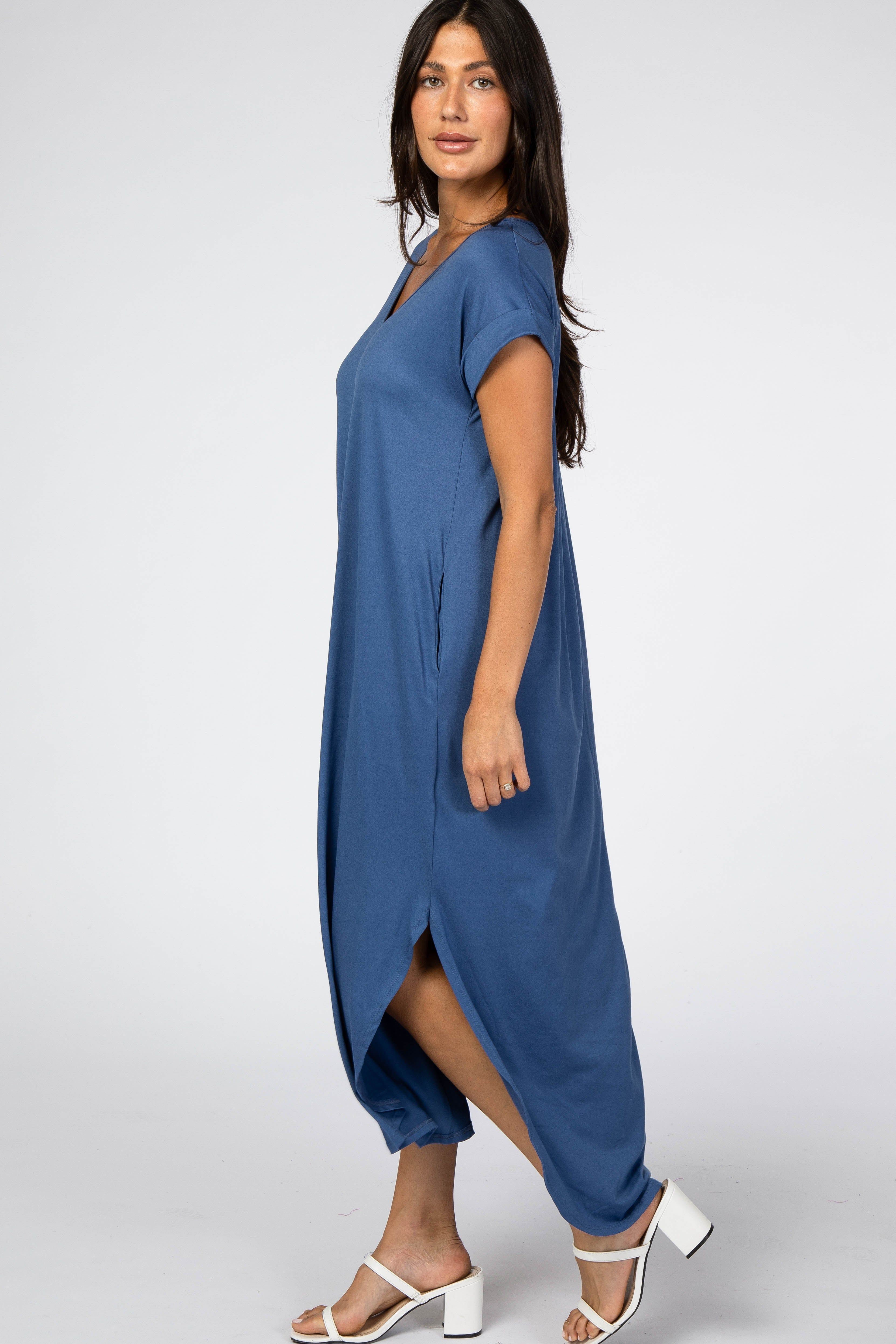 Blue Side Slit Maxi Dress sold by Pinkblush product image thumbnail 2