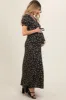 Black Floral Puff Sleeve V Neck Maternity Maxi Dress sold by Pinkblush