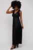 Black Sequin Sleeveless Wrap V-Neck Gown sold by Pinkblush
