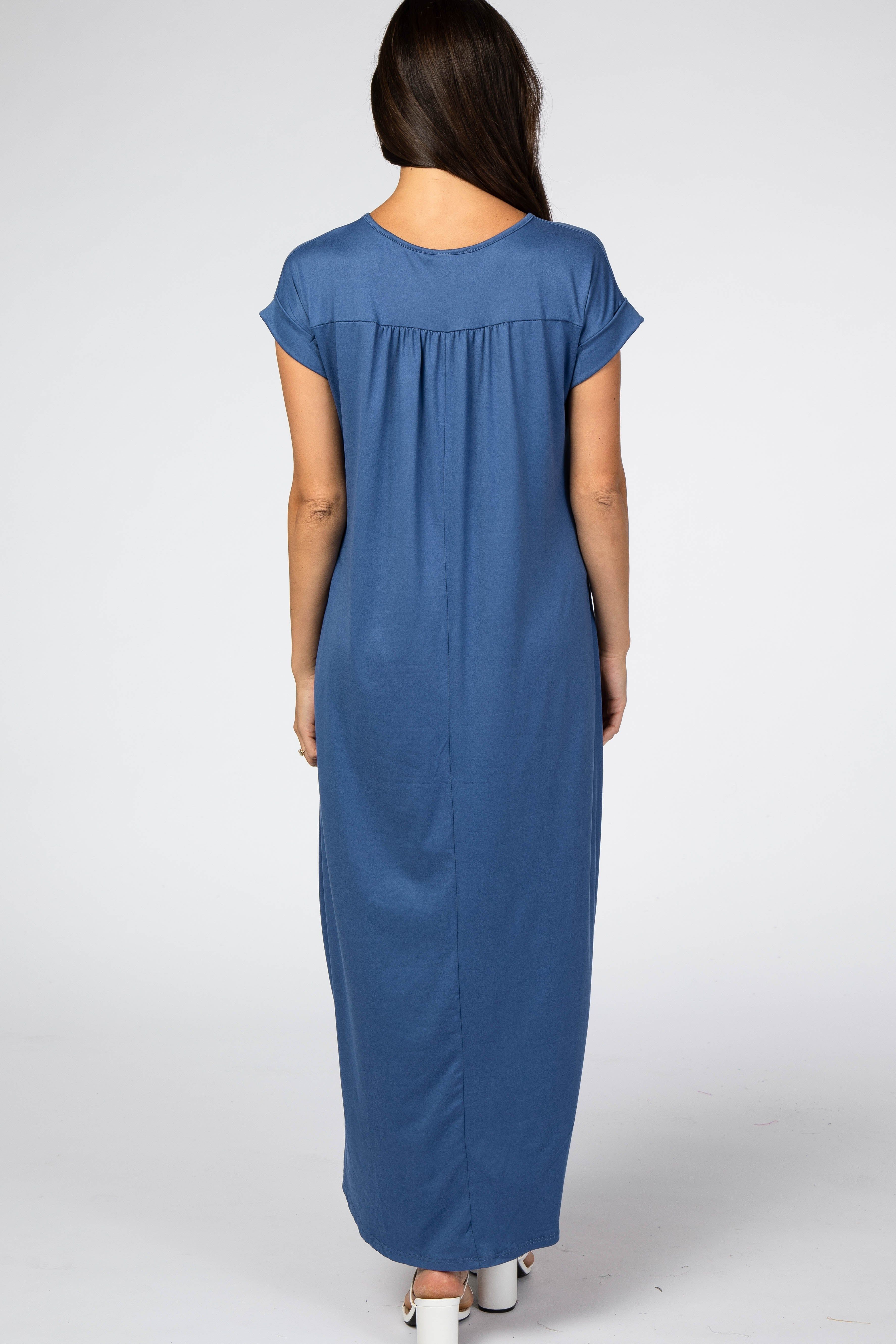 Blue Side Slit Maxi Dress sold by Pinkblush product image thumbnail 3