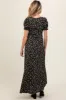 Black Floral Puff Sleeve V Neck Maternity Maxi Dress sold by Pinkblush