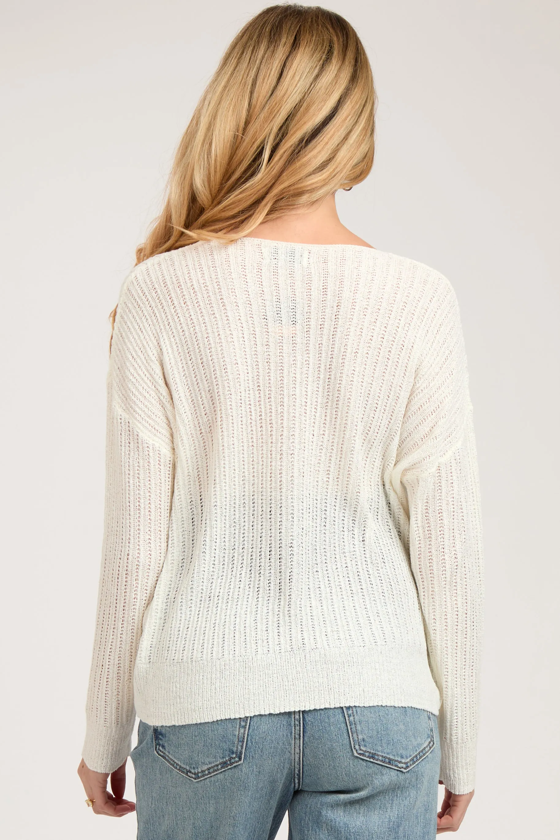 White Knit V-Neck Maternity Long Sleeve Top sold by Pinkblush product image thumbnail 3