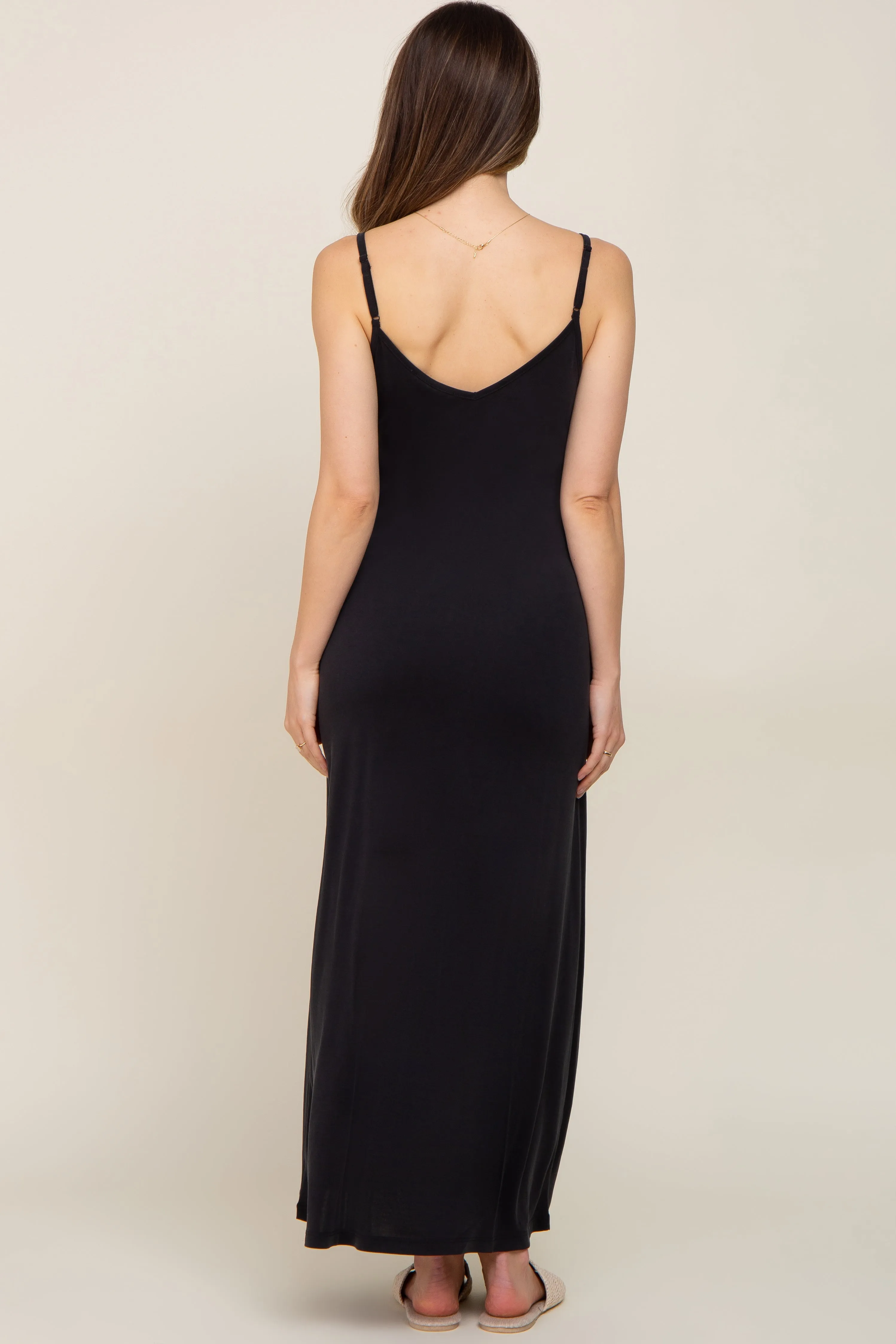 Black Sleeveless V-Neck Maternity Maxi Dress sold by Pinkblush product image thumbnail 3