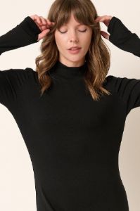 Black Ribbed Mock Neck Midi Dress sold by Pinkblush
