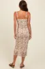 Brown Rose Print Ruched Midi Dress sold by Pinkblush