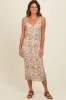 Brown Rose Print Ruched Midi Dress sold by Pinkblush