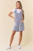 Royal Blue Striped Bow Strap Romper sold by Pinkblush