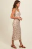 Brown Rose Print Ruched Midi Dress sold by Pinkblush