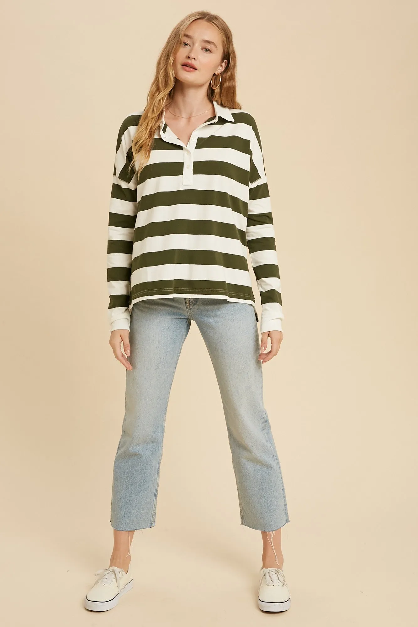 Olive Striped Rugby Top sold by Pinkblush product image thumbnail 4