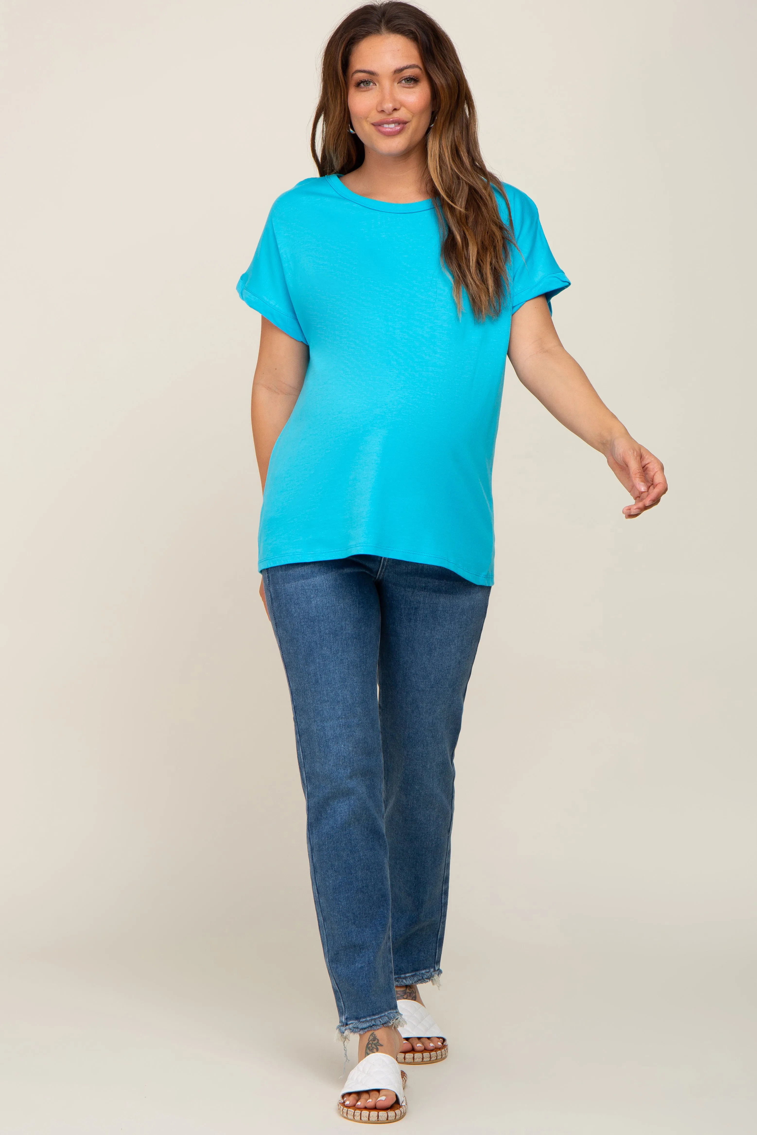 Aqua Short Sleeve Maternity Top sold by Pinkblush product image thumbnail 4