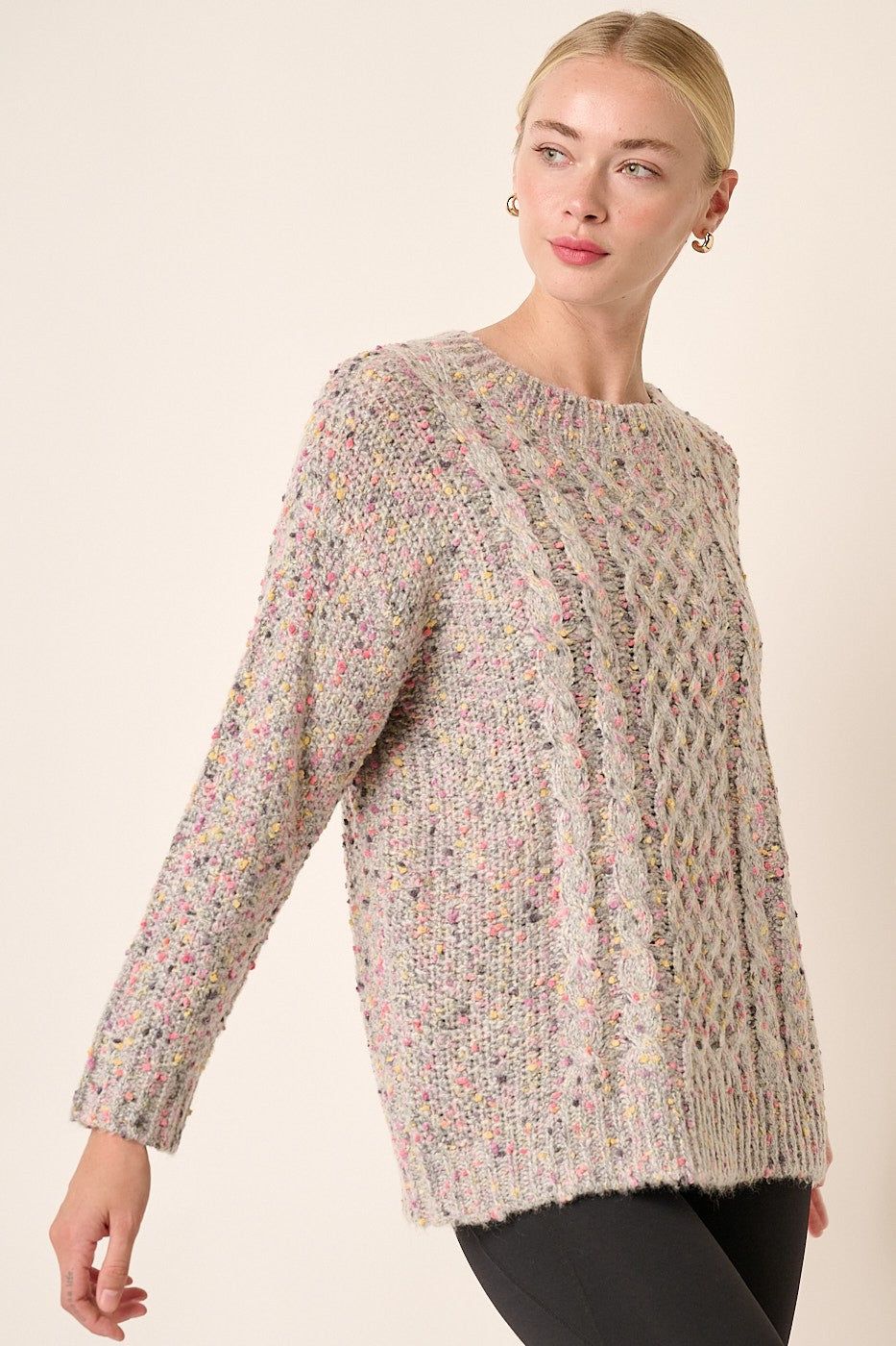 Pink Rose Multi Crochet Style Long Sleeve Sweater sold by Pinkblush product image thumbnail 2