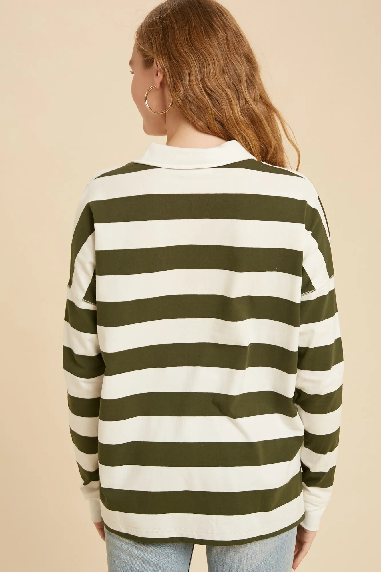 Olive Striped Rugby Top sold by Pinkblush product image thumbnail 3