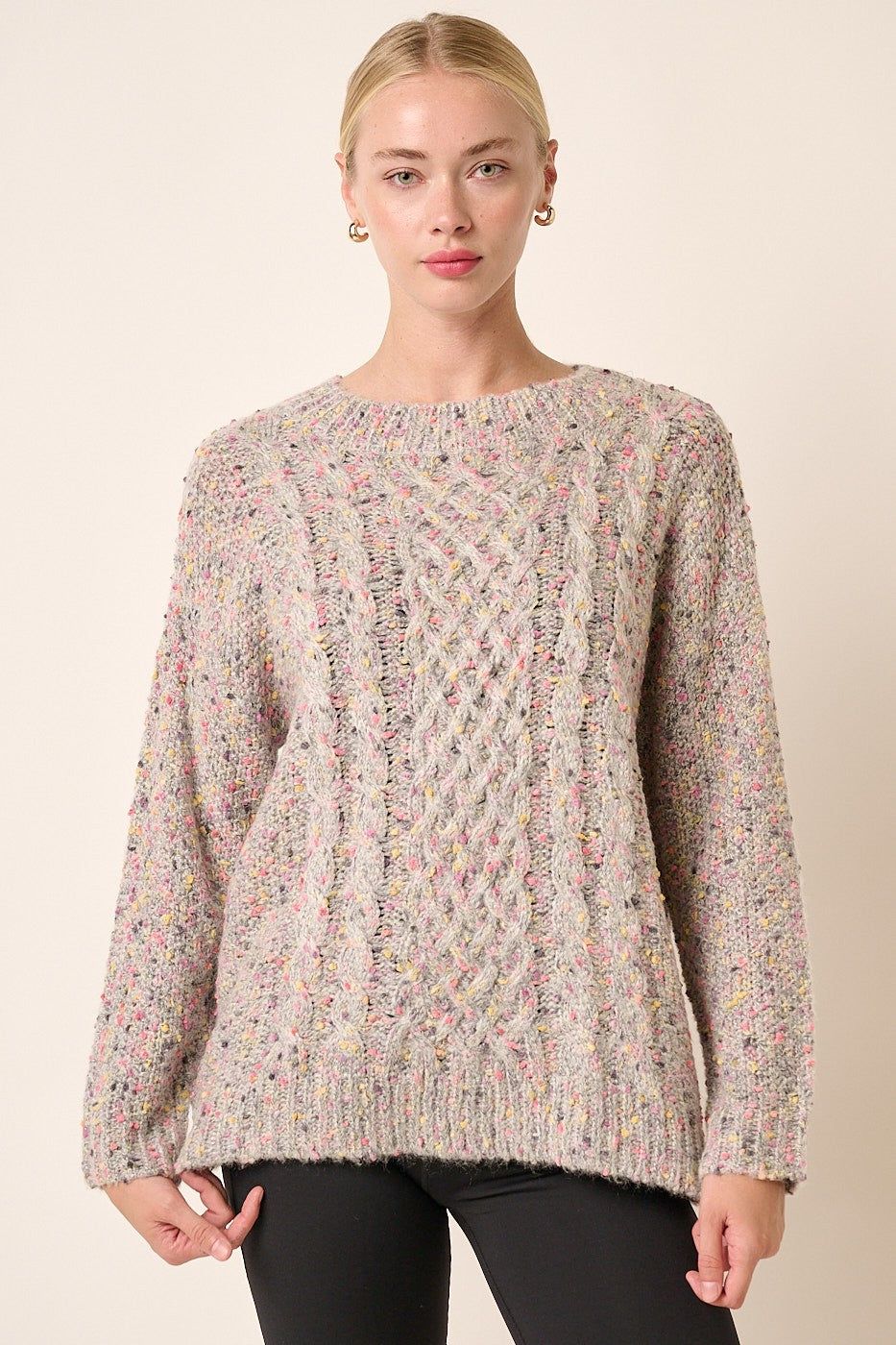 Pink Rose Multi Crochet Style Long Sleeve Sweater sold by Pinkblush
