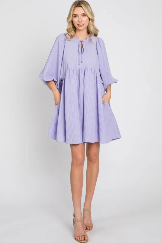 Lavender Textured Stripe Babydoll Dress sold by Pinkblush