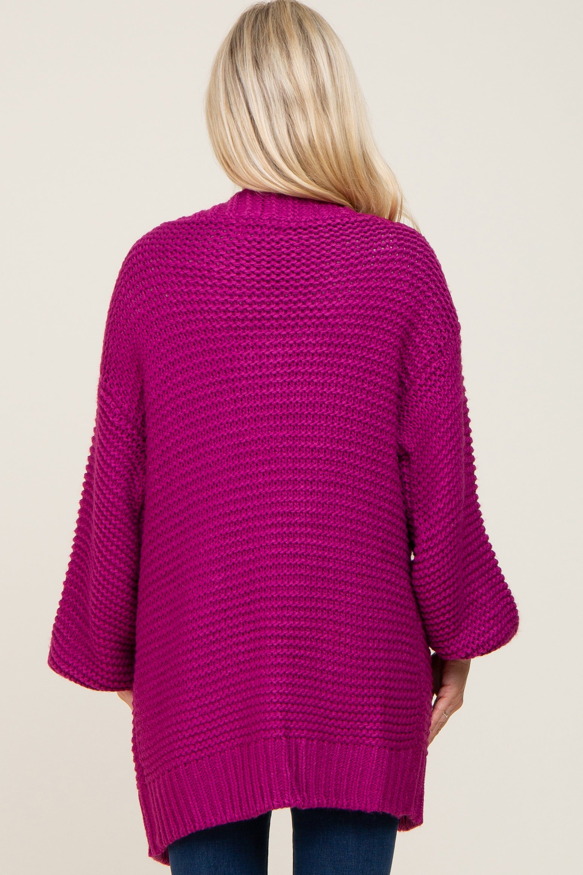 Magenta Cable Knit Front Pocket Maternity Cardigan sold by Pinkblush product image thumbnail 3