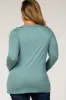 PinkBlush Sage Long Sleeve Draped Plus Maternity/Nursing Top sold by Pinkblush