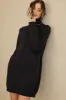 Black Knit Long Sleeve Turtleneck Sweater Dress sold by Pinkblush