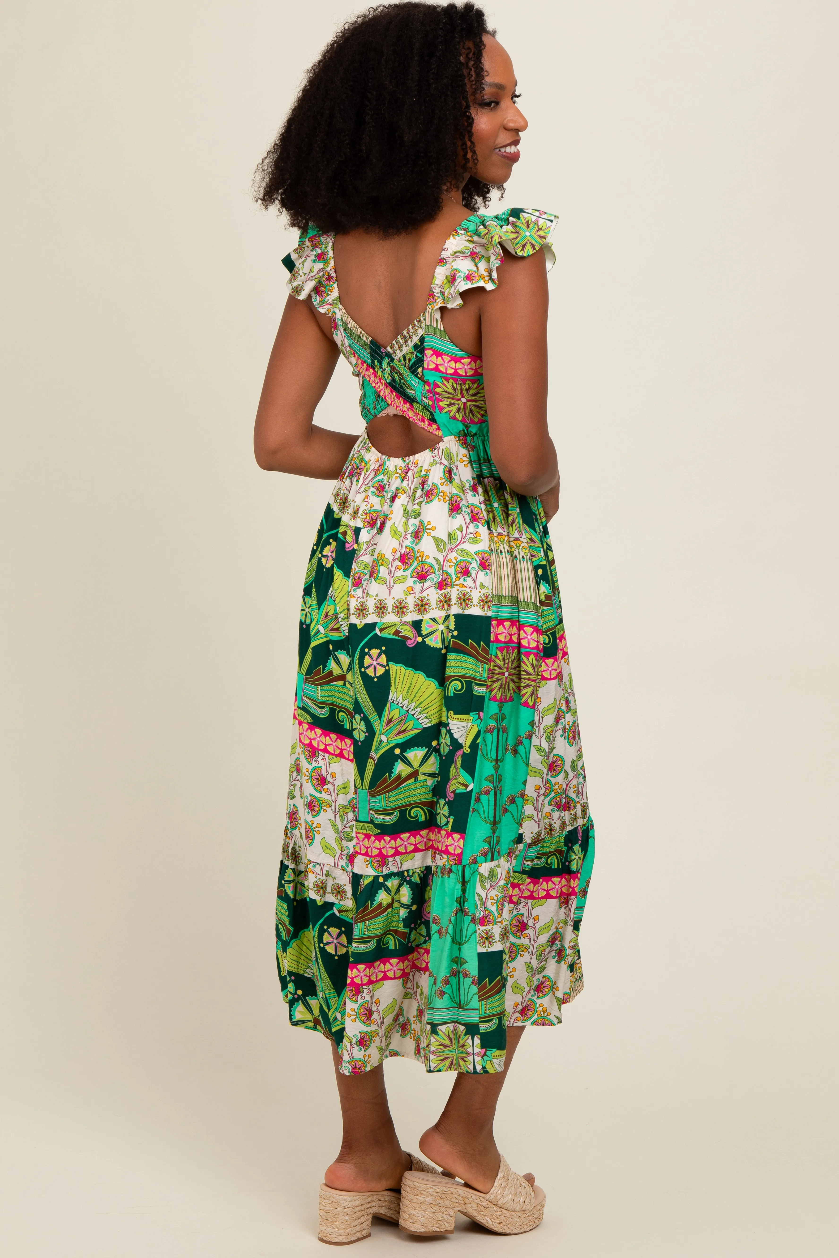 Green Patchwork Print Midi Dress sold by Pinkblush product image thumbnail 5