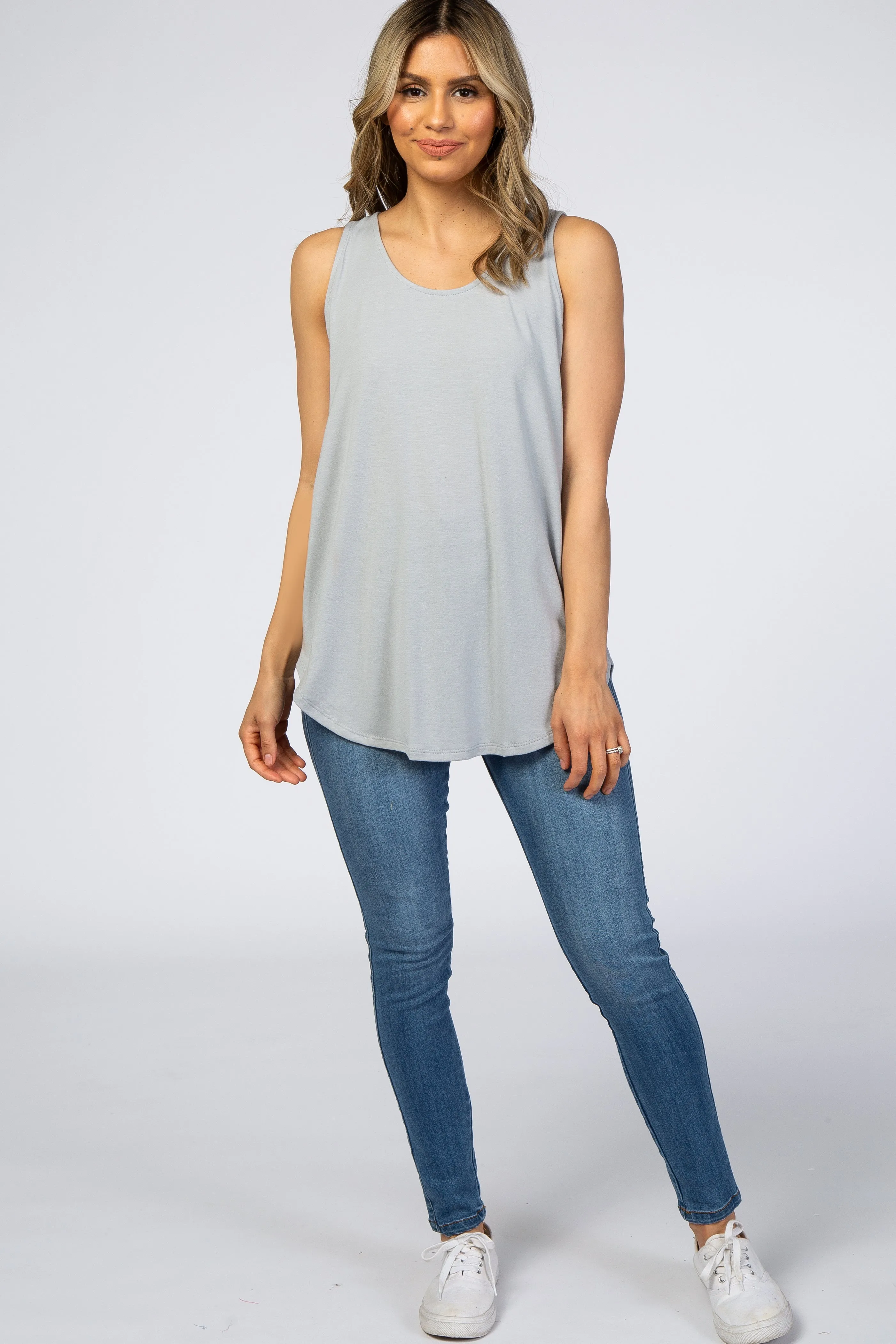 Light Grey Basic Sleeveless Top sold by Pinkblush product image thumbnail 4
