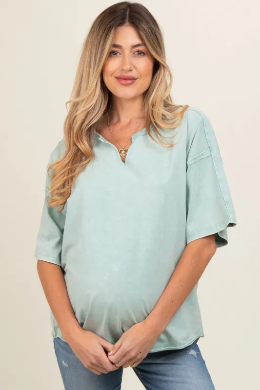 Mint Washed Cotton Jersey Oversized Maternity Top sold by Pinkblush