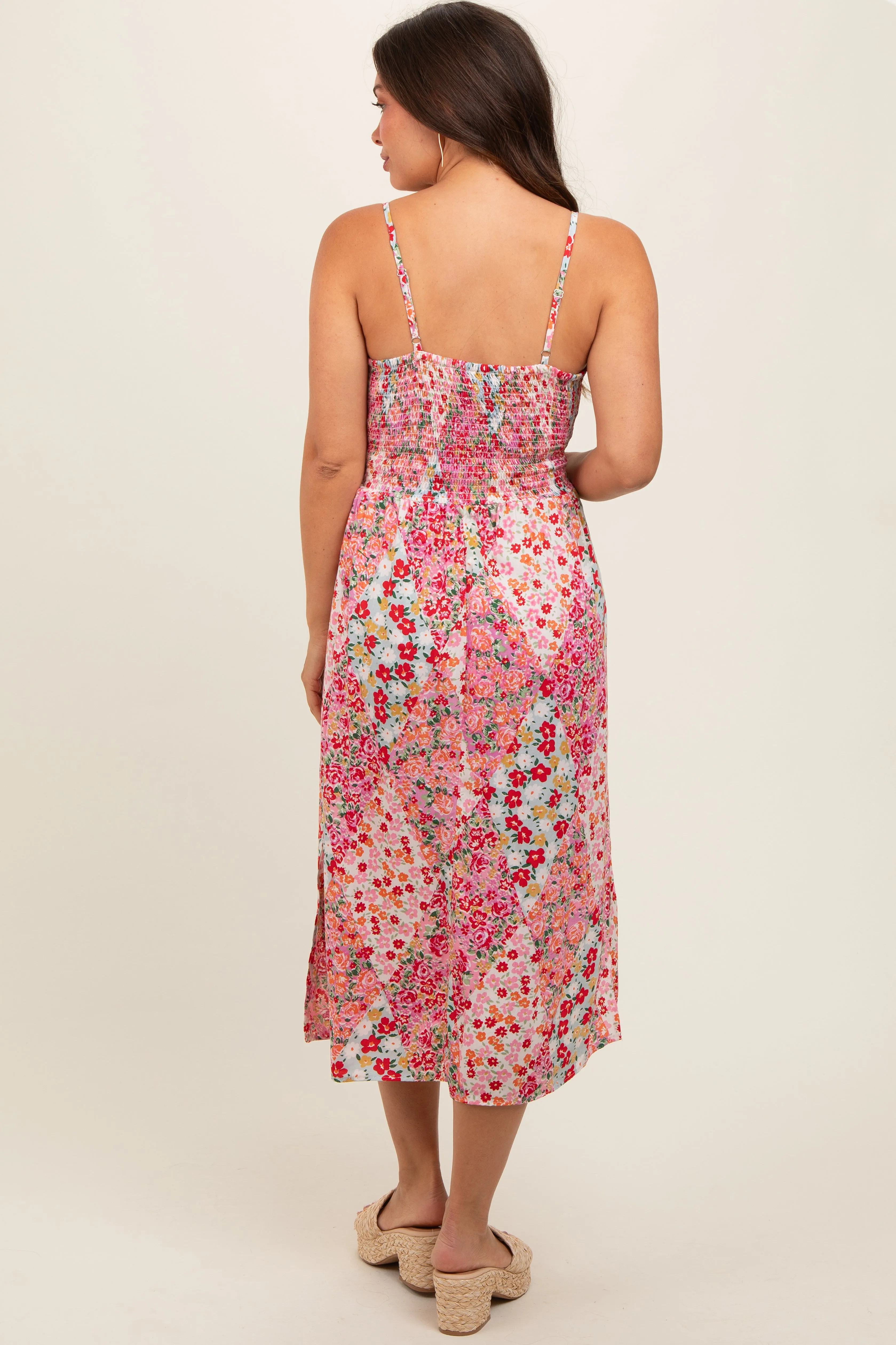 Pink Floral Cutout Maternity Midi Dress sold by Pinkblush product image thumbnail 5