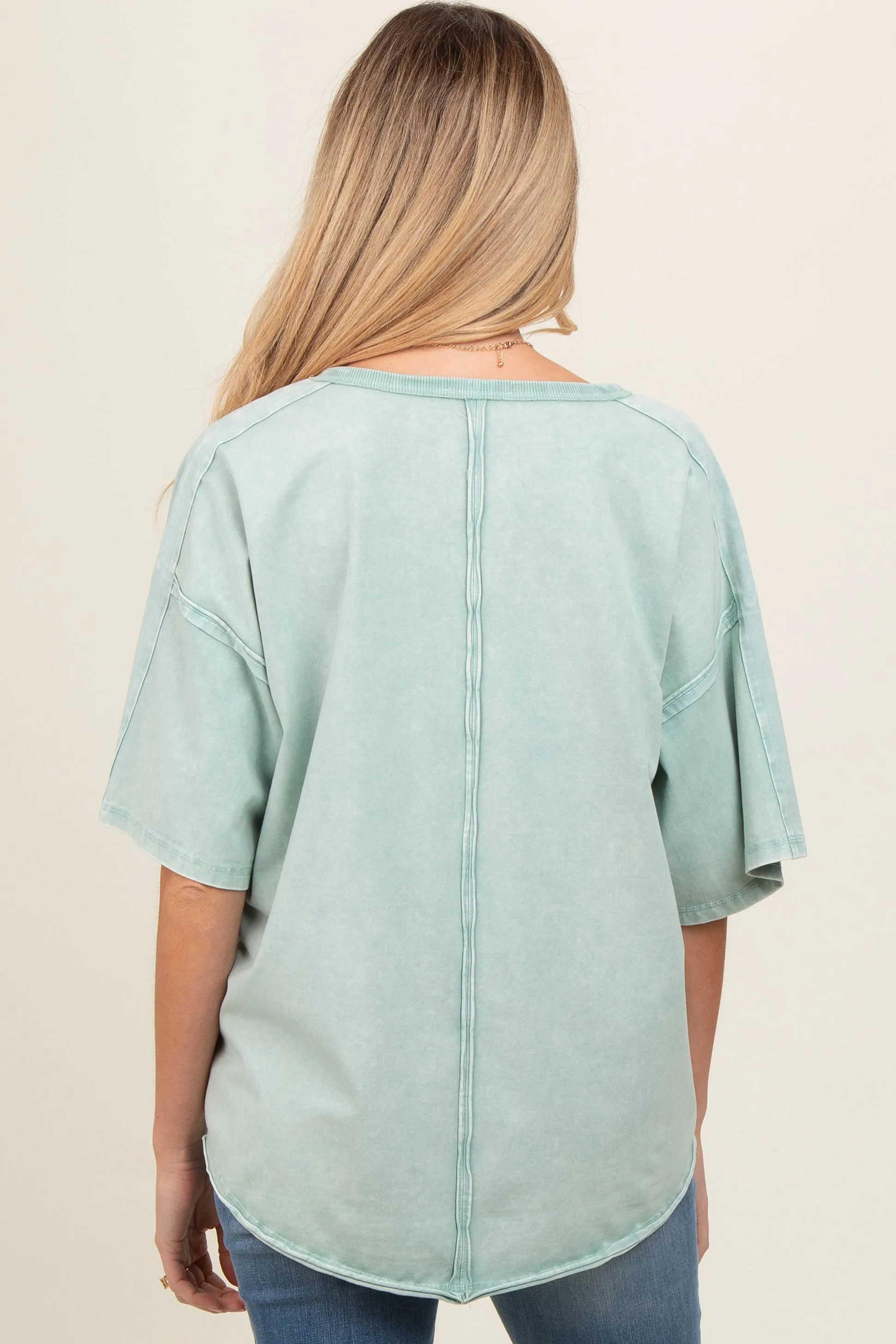 Mint Washed Cotton Jersey Oversized Maternity Top sold by Pinkblush product image thumbnail 3