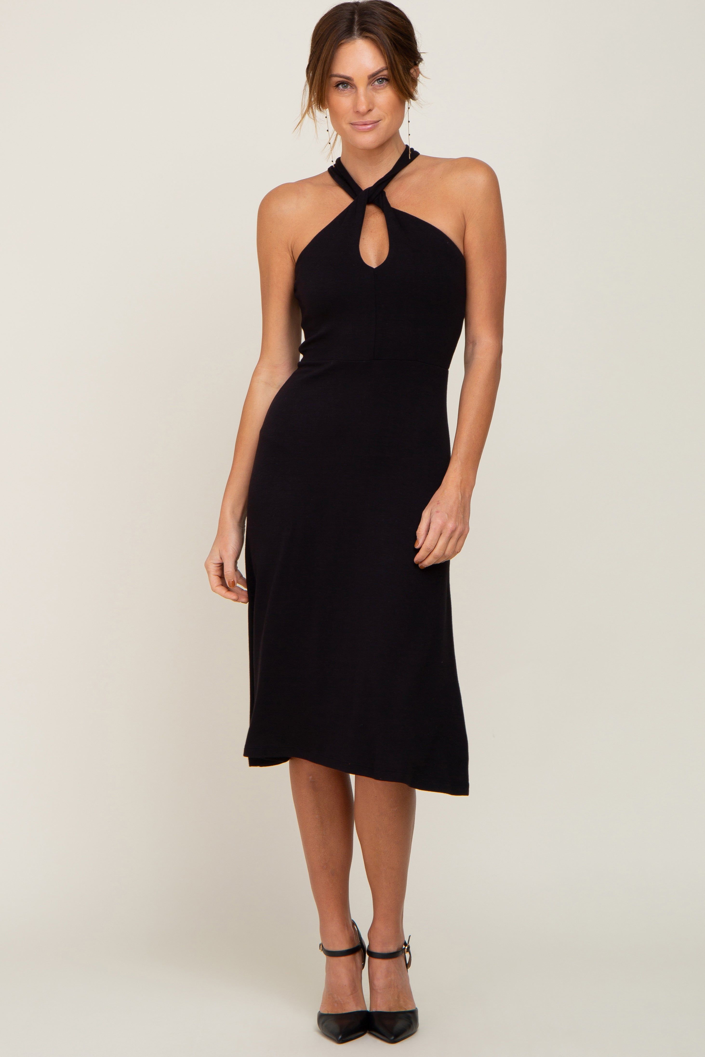 Black Halter Twist Midi Dress sold by Pinkblush product image thumbnail 4