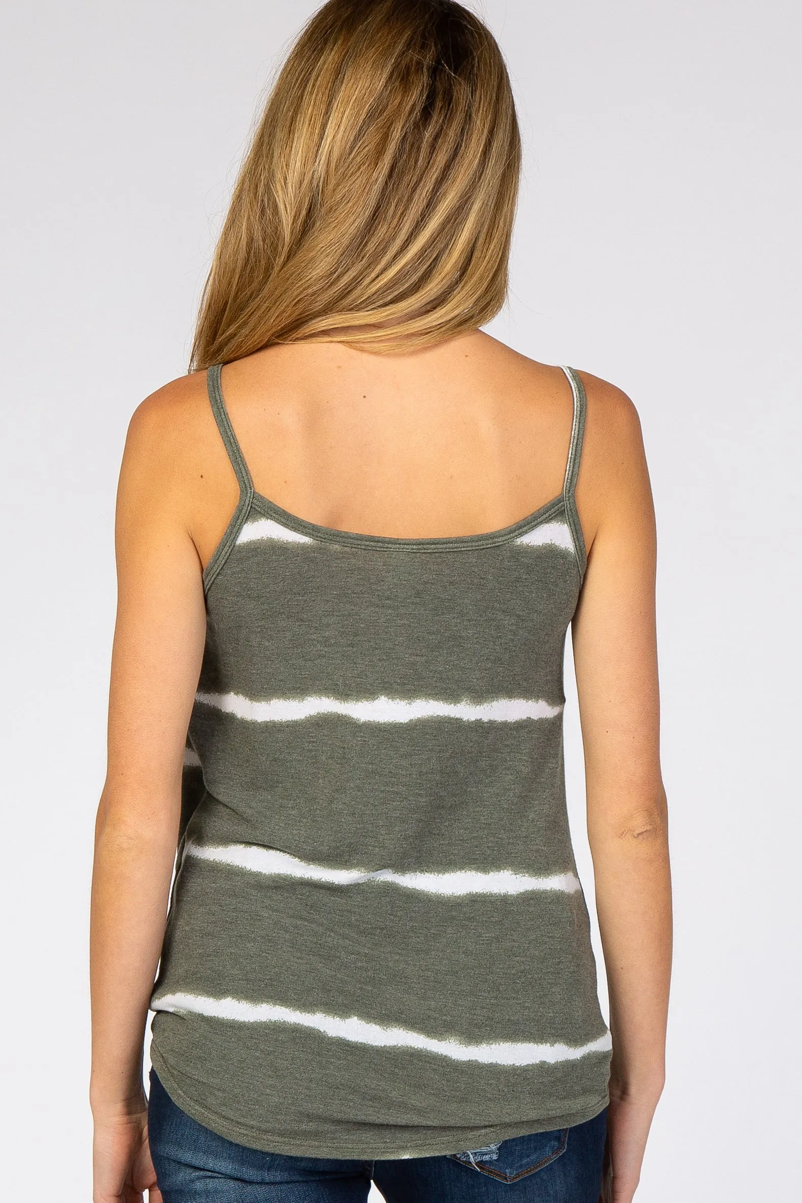 Olive Tie Dye Striped Maternity Tank Top sold by Pinkblush product image thumbnail 3