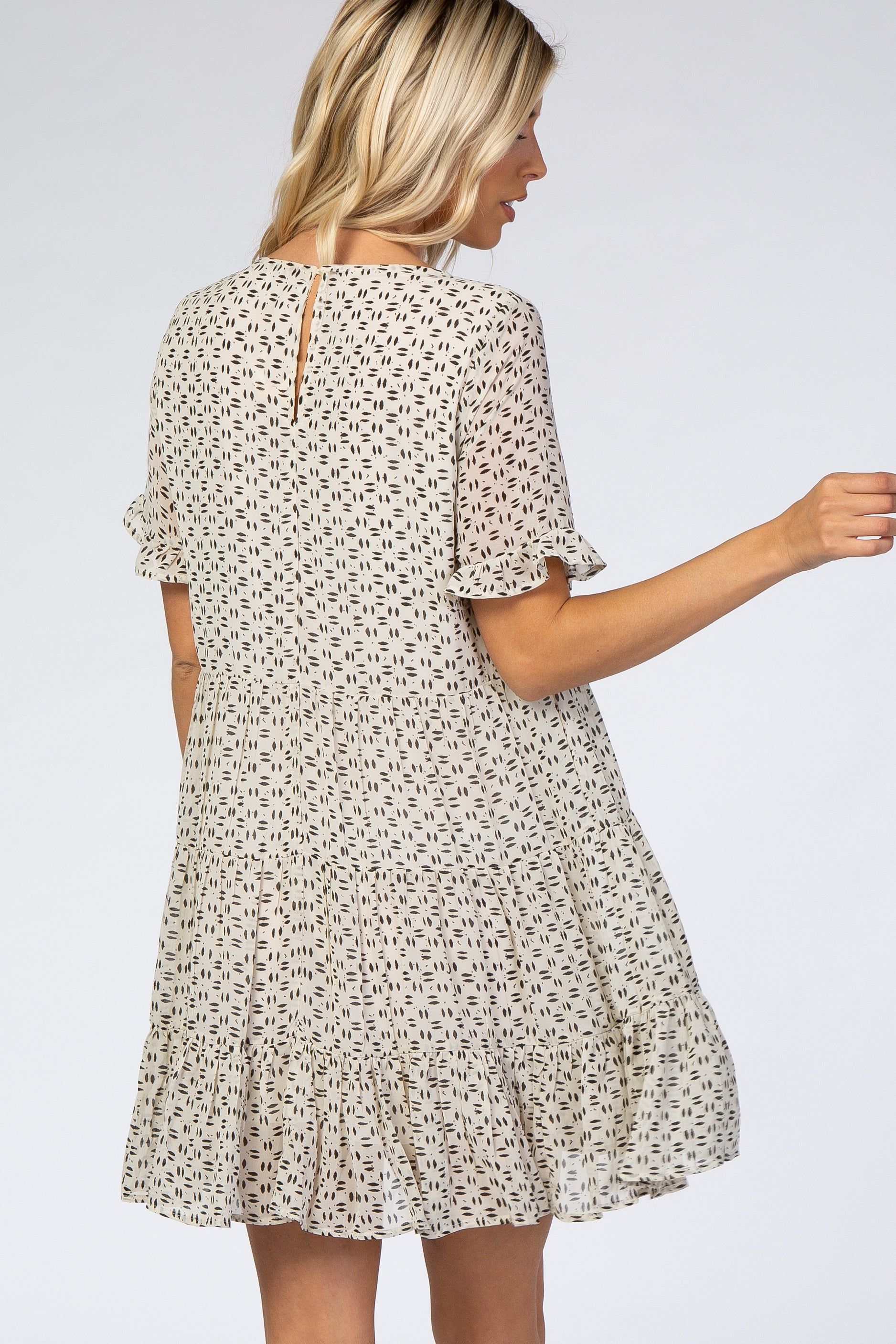 Ivory Printed Tiered Babydoll Dress sold by Pinkblush product image thumbnail 3