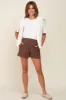 Brown Pocketed Shorts sold by Pinkblush