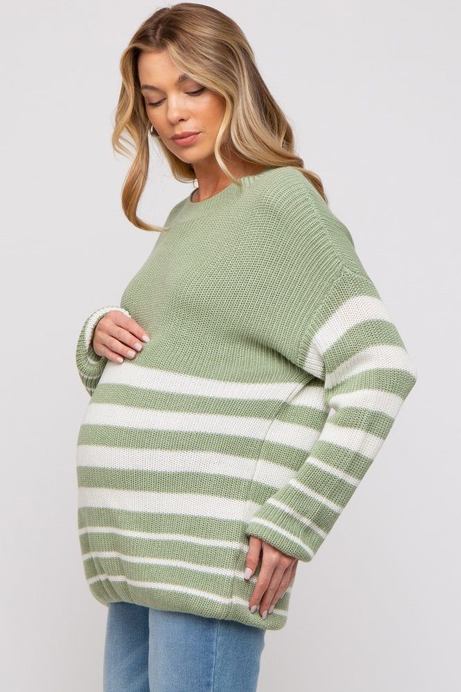 Green Striped Maternity Sweater sold by Pinkblush product image thumbnail 2