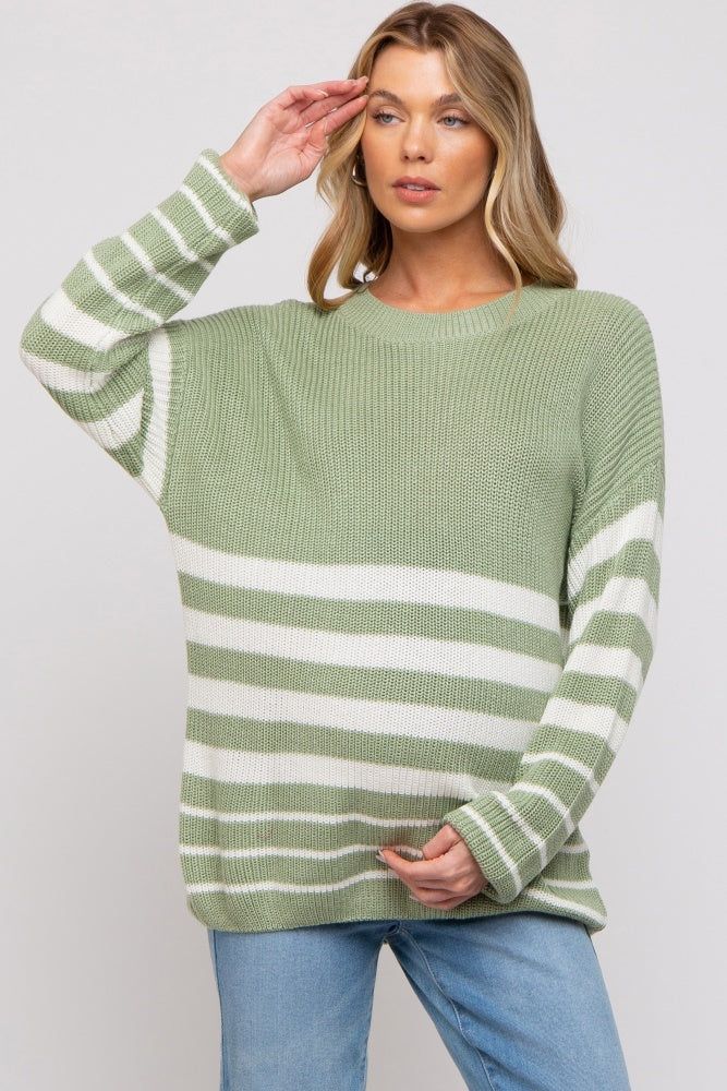 Green Striped Maternity Sweater sold by Pinkblush