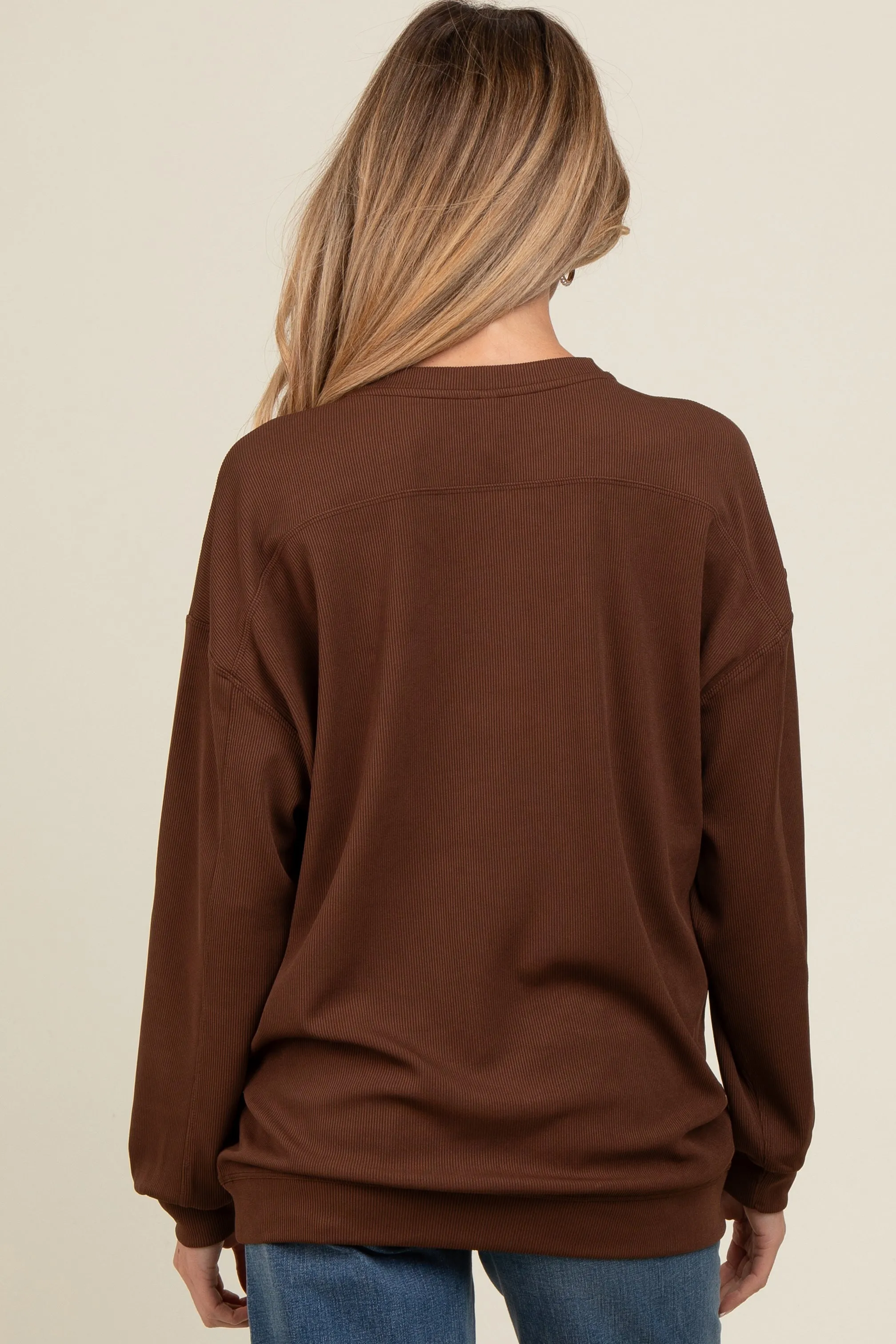Brown Drop Shoulder Maternity Sweatshirt sold by Pinkblush product image thumbnail 4