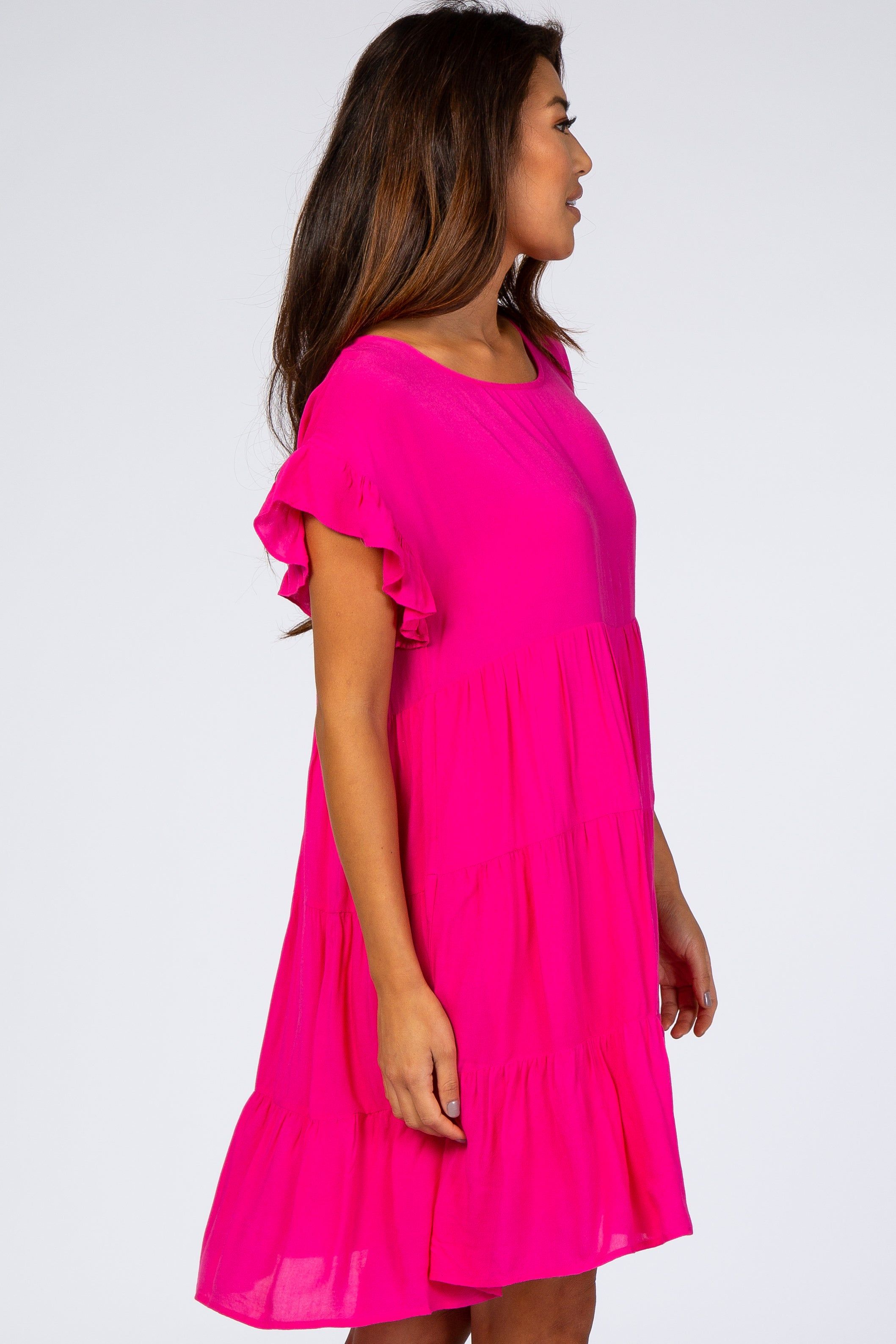 Fuchsia Tiered Ruffle Accent Dress sold by Pinkblush product image thumbnail 2