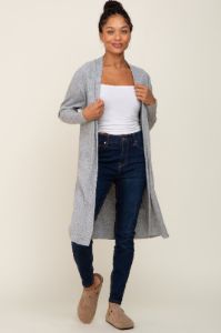 Heather Grey Ribbed Cardigan sold by Pinkblush