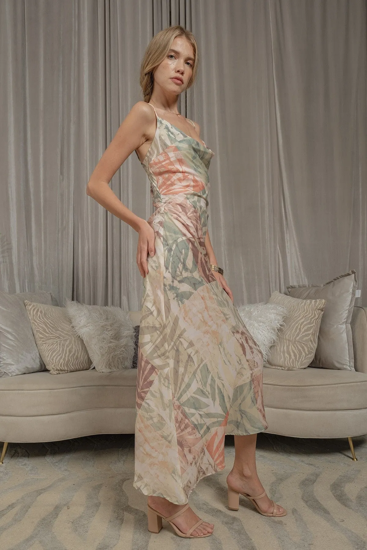 Sage Multi Printed Satin Maxi Dress sold by Pinkblush product image thumbnail 3