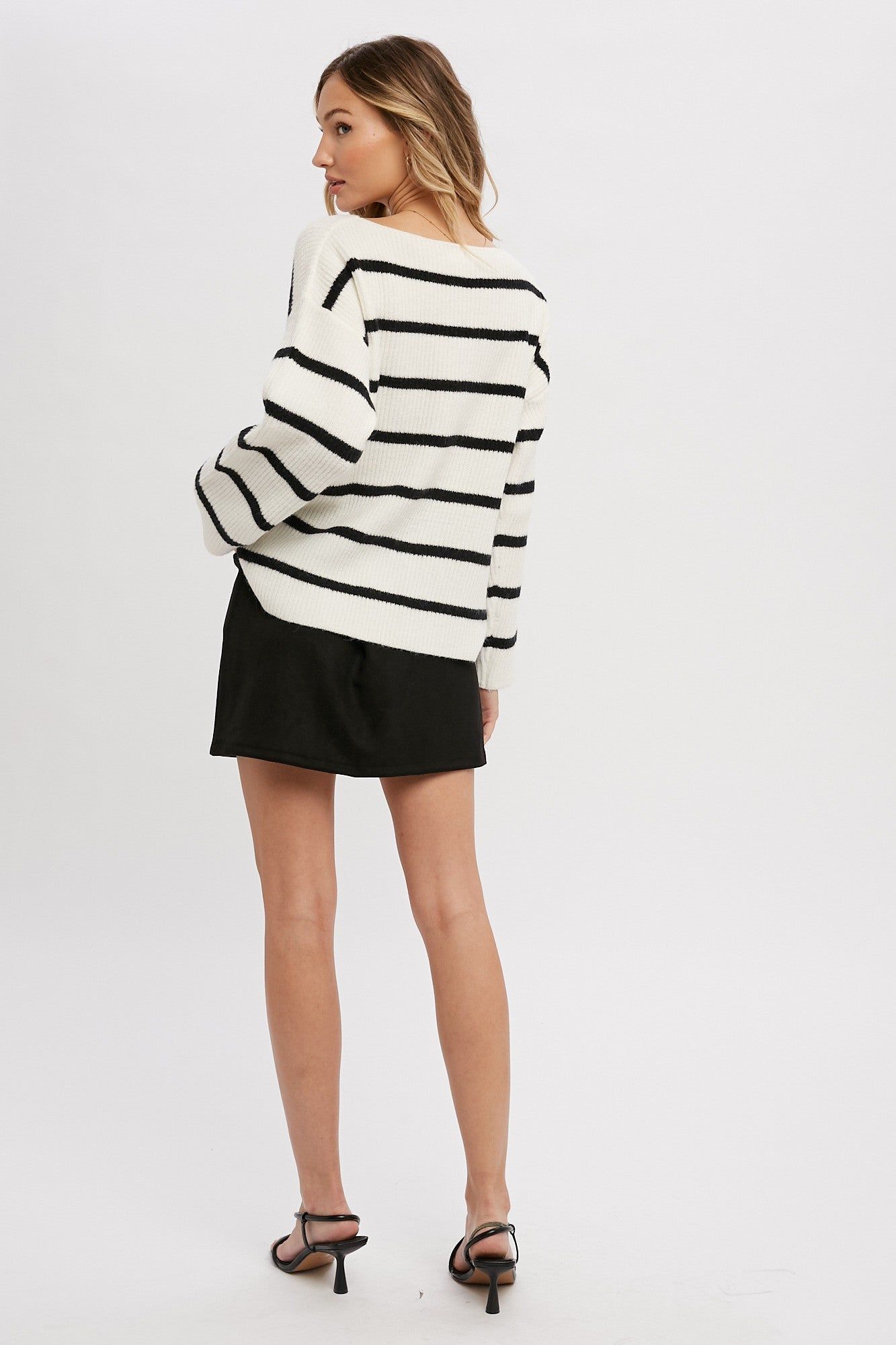 Black Striped Boat Neck Sweater sold by Pinkblush product image thumbnail 4