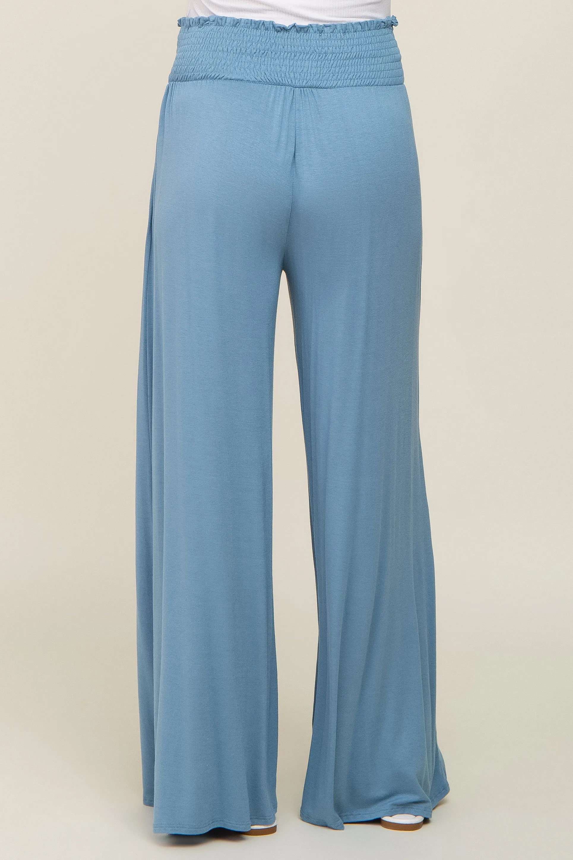 Blue Smocked Waist Flowy Maternity Pants sold by Pinkblush product image thumbnail 4