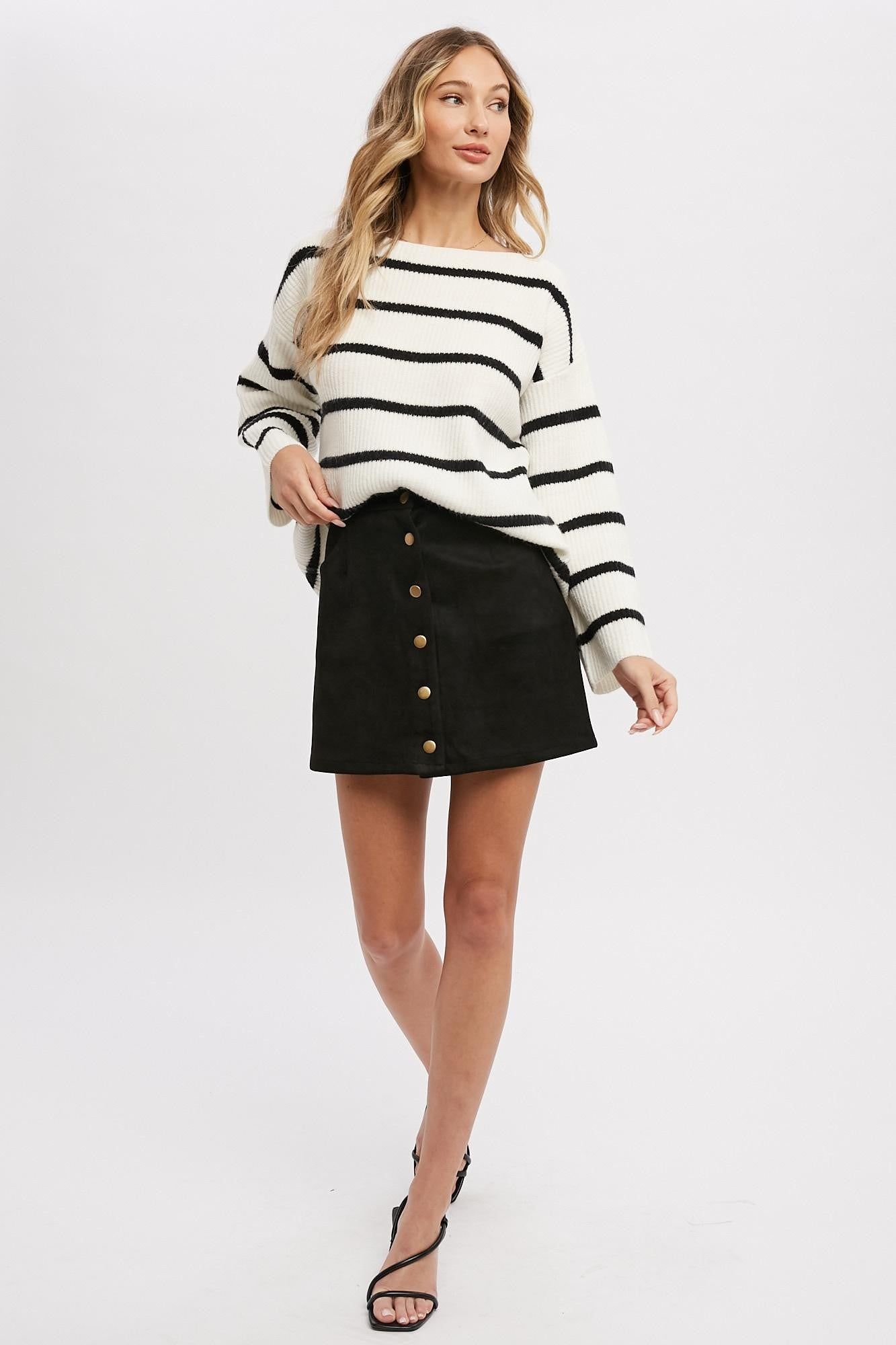 Black Striped Boat Neck Sweater sold by Pinkblush product image thumbnail 3