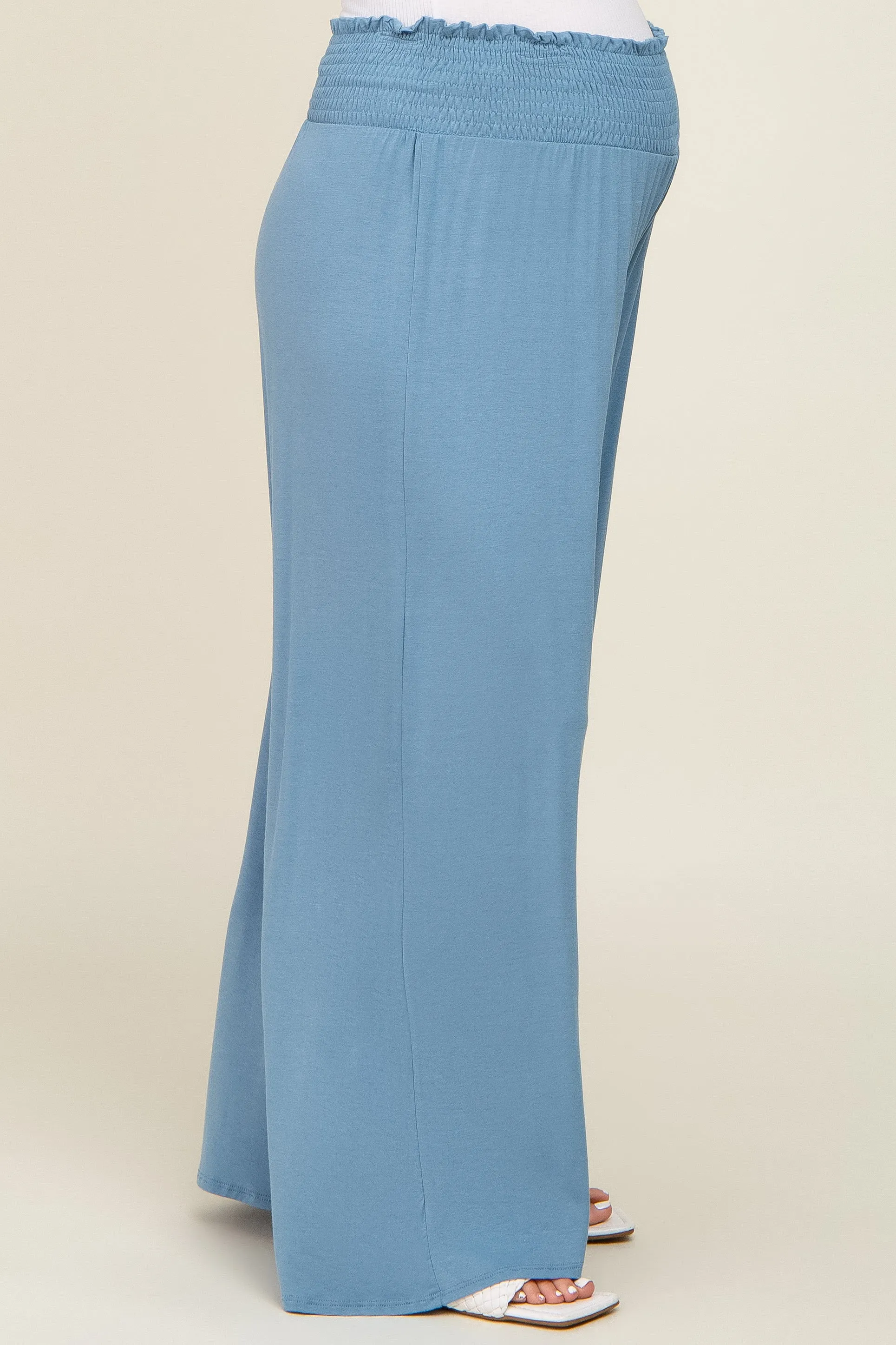 Blue Smocked Waist Flowy Maternity Pants sold by Pinkblush product image thumbnail 3