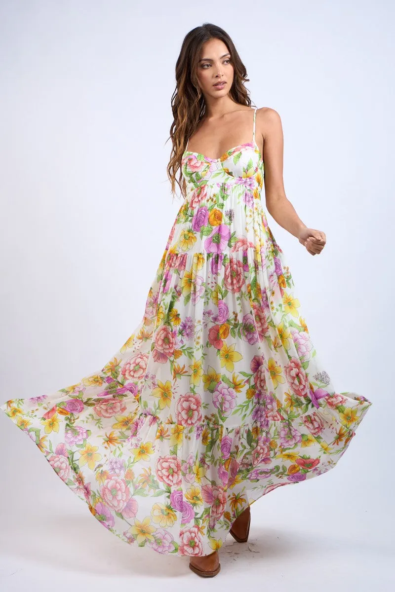Multi Color Floral Sleeveless Open Back Maxi Dress sold by Pinkblush product image thumbnail 4