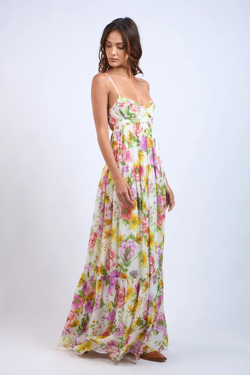 Multi Color Floral Sleeveless Open Back Maxi Dress sold by Pinkblush product image thumbnail 2